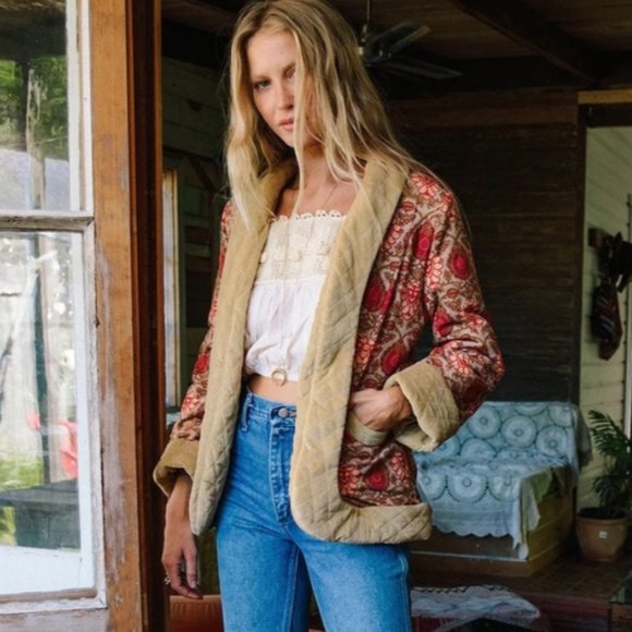 Chasing Unicorns California Bound Quilted Velvet Afghan Jacket sz XS - Picture 4 of 11